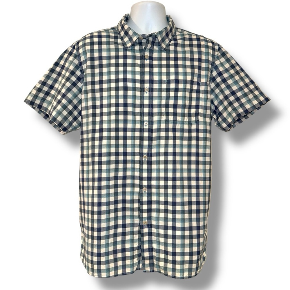 The North Face Men’s XL Gingham Check Short Sleeve Button-Up Shirt Blue/Teal